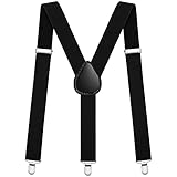 Aomig Herren-Hosenträger mit starken Metall-Clips, 3,5 cm breit, robuste, für Business, Hochzeit, Freizeit, Schwarz-Y-Form, Einheitsgröße