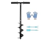 Garten Handerdbohrer Set, Ø 100 mm Erdlochbohrer mit rutschfestem Griff Pfahllochbohrer Spiralbohrer Rapid Planter Erdbohrer Zaunpfahlbohrer mit Werkzeug zum Pflanzen von Bäumen