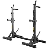 TREX SPORT Langhantelständer Squat Rack TX-100S | Hantelablage höhenverstellbar mit Sicherheitsablage, Dip-Griffen & Hantelscheibenaufnahmen bis 250 kg