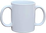AncientImpex Keramiktasse mit Doppelgriff für sicheren Halt | Keramikbecher mit Doppelgriff zur Unterstützung von Zittern, 350 ml, Weiß
