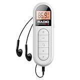 MANDDLAB Mini-FM-Radio, Taschenradio, 300 mAh, wiederaufladbar, 76-108 MHz, mit LCD-Display, Hintergrundbeleuchtung, Kopfhörer mit 3,5-mm-Kabel