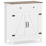 GIANTEX Sideboard Küche, Küchenschrank Kommode mit Arbeitsplatte, Buffetschrank mit Schublade & Verstellbarem Regal, Beistellschrank Holz Landhausstil, Mehrzweckschrank Stehend, 80 x 40 x 92 cm, Weiß