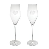 2er-Set Sektgläser mit Motiven aus Strass der Luxusklasse, Eisch-Glas, handverziert und hochwertig. Elegantes Geschenk für Hochzeit, Verlobung, Jahrestag, Freundschaft, Jubiläum (Herz)