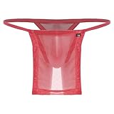 ranrann Sumo Unterhose Herren String Tanga Netz Bikini Slip Trunks mit Elastischer Bund Unterwäsche Dessous Underwear Rot XL