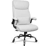 BASETBL Ergonomischer Bürostuhl, Schreibtischstuhl Stoff mit doppelt gebogener hoher Rückenlehne, Gummirollen, unabhängiger Lendenstütze, 3-Fach arretierbar, klappbare Armlehnen, Chefsessel, EN12520