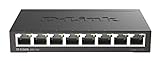 D-Link DGS-108 8-Port Layer2 Gigabit Switch (bis zu 2000 Mbit/s Datenübertragung pro Port, Non-Blocking-Architektur, lüfterlos, Metallgehäuse) schwarz