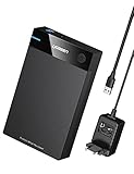 UGREEN USB 3.0 Festplattengehäuse UASP 3,5 Zoll Externes Gehäuse Case für 3.5' SATA SSD und HDD mit USB 3.0 Kabel und 12V 2A Netzteil Werkzeuglos