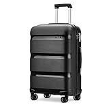 KONO Hartschalenkoffer Groß 76cm Reisekoffer mit TSA Schloss und 4 Rollen Modisch und Verschleißfest Polypropylen Rollkoffer, 76x49x30cm, 100 Liter (Schwarz, XL)