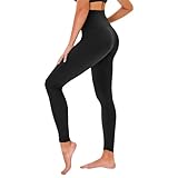 TNNZEET High Waist Leggings Damen Elastische Leggins Weiche Sporthose für Sport Gym,Schwarz,XXL