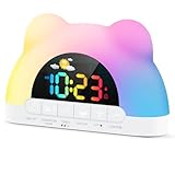 Azyh Kinderwecker, Wecker Digital für Mädchen Jungen, Schlaftrainer Kinder mit 11 RGB Farb Nachtlicht, OK zum Aufwachen der Plug-In Elektrische Wecker, 10 Soundeffekten, Dual Alarms, Snooze, 12/24