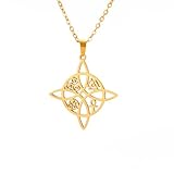 Kelapornt Halskette Ketten Schmuck Herren Frauen Anhänger Necklacehexerei Hexenknoten Halskette Frauen Halsketten Kreuz Pentagramm Amulett Schmuck Gold-Farbe