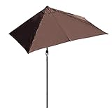 Halbschirm, rechteckig, Balkonschirm, 2 m / 2,5 m für kleine Räume, stabiler Gartenschirm in halber Größe für Wand, Veranda, Fenster, Kurbelsystem