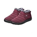Winterstiefel für Damen, wasserdicht, rutschfest, mit Fell gefüttert, mittelhoch, warm, Winter, Outdoor, Schnee, orthopädisch, wasserdicht, zum Reinschlüpfen, Outdoor, warme Stiefeletten, wein, 35.5