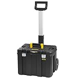 STANLEY Werkzeugbox/Werkzeugkoffer leer Werkzeugkasten - Werkzeugkiste (36 Liter, mit robusten Schwerlasträdern, bis 30 kg belastbar, mit Teleskophandgriff, Metallschließen, mit Ösen) FMST1-75753