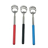 X-SHIYUN Teleskop-Rückenkratzer, tragbar, ausziehbar, Teleskop-Bärkrallen, Metall-Rückenkratzer, Handmassagegerät, Rückschlag mit Gummigriffen (Schwarz, Blau, Rot)