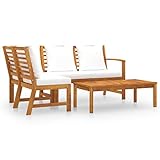 vidaXL Akazienholz Massiv Gartenmöbel 4-TLG. mit Auflagen Sitzgruppe Lounge Sofa Bank Gartenset Sitzgarnitur Mittelsofa Ecksofa Creme