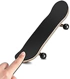 Zerodis Griffbrett Fingerskateboards, Professionelle Mini-Legierung Komplettes Holzahorn-Deck-Set Interaktives Spiel Kindergeschenke(Schwarz)