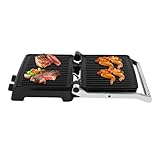 Kontaktgrill, 2800W Elektrogrill Panini Grill Sandwichmaker mit Antihaftbeschichtung, 180° Umkehrbares Tischgrill, Einstellbare Zeit &Temperatur, für Panini, Toasts, Steak, Pfannkuchen