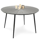 di volio Gartentisch Palermo ø 120 cm, rund - Gartentisch - wetterfest & langlebig, aus Aluminium, Holzoptik (Grau)