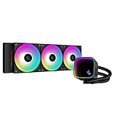 DeepCool LS720 SE Wasserkühlung 360mm 4th Gen Dual Chamber Pumpe 3100RPM 300w TDP AIO Kühler Anti Leak Tech 5v 3pin ARGB Lüfter CPU Wasserkühler Infinity Mirror Block für AMD AM4/AM5 LGA 1700/1200