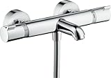 hansgrohe Ecostat - Wannenthermostat Aufputz, Wannenarmatur mit Sicherheitssperre (SafetyStop) bei 40° C, rundes Thermostat für die Badewanne, Mischbatterie für 2 Verbraucher, Chrom, 13114000