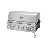 GRANDSTATE Merlin 641, Built-In Einbaugrill, 6 Brenner Gasgrill, mit Gussrosten, 1x Infrafrotbrenner, 1x Rückwandbrenner und Grillspieß, aus Edelstahl, starke Gesamtleistung von 24,2 kW