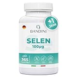 Bandini® Selen 365 Tabletten - 1 Jahr Vorrat - Selenium 100 µg hochdosiert - L- Selenmethionin - Schilddrüsen- und Immununterstützung - 1 Tablette täglich - 100% Vegan - Gluteinfrei, Gentechnikfrei