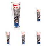 fischer Strukturacryl Premium DSA, körnige Dichtmasse, Riss- & Füllspachtel für den Innen- und Außenbereich, Fugenmasse für Ausbesserungen rauer Oberflächen, 310 ml, weiß (Packung mit 5)