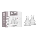 BIBS 2er-Pack Flaschensauger. Anti-Kolik. Extra Sauger für BIBS Babyflaschen. Runde Saugerform. - Silicone, Thick Flow