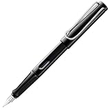 Lamy safari black Füller - Füllhalter mit ergonomischem Griff & polierter Stahlfeder in Strichbreite M – robuster ASA-Kunststoff - inkl. Tintenpatrone T 10 blau - Rechtshänder