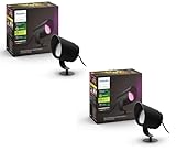 Philips Hue White & Color Ambiance Lily Gartenspot 2er Pack [nur Erweiterung], erfordert Hue Bridge + Base Kit (separat erhältlich), funktioniert mit Alexa, Google Assistant und Apple Homekit