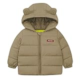 Schneeanzug Baby Mädchen Kleinkind Kinder Baby Jungen Winter Warme Jacke Oberbekleidung Buchstabe Ohren Mäntel Mit Kapuze Gepolsterte Oberbekleidung Jungen Pullover (Khaki, 18-24 Months)