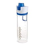 Aladdin Active Hydration Tracker Trinkflasche Sport 0.8L Blau - Einhandbedienung Auslaufsicherer Deckel - Nachfüll-Funktion - Wasserflasche BPA-Frei - Fingerschlaufe - Spülmaschinenfest