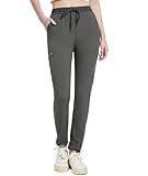 Holure Damen Leichter Trekkinghose Wanderhose Schnelltrocken Wasserdicht Atmungsaktive Outdoorhose Winddicht Jogginghose für Sportlich Freizeit Reise Dunkelgrau01-M