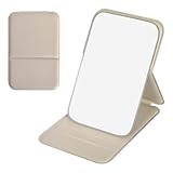 Reisespiegel,Faltbarer Spiegel mit Kortikale Schale,Taschenspiegel,Schminkspiegel Kinder,Spiegel Klein,Tragbarer Super HD Spiegels,Ultradünn und Langlebig Spiegels,für Zuhause,Reisenutzung (Beige)