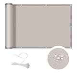 COOL AREA Balkon Sichtschutz 90x800cm Balkonverkleidung UV-Schutz PES Balkonabdeckung wetterfester mit Kabelbinder,Schutz vor neugierigen Blicken,Taupe