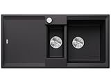 BLANCO ADIRA 6 S | Granitspüle aus SILGRANIT schwarz | Einbauart: Einbau von Oben | reversibel | für 60 cm breite Unterschränke | Großes Becken | Reinigungsfreundliche Öberfläche