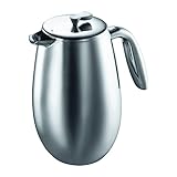 Bodum Doppelwandiger French Press Columbia - 1L / 8 Tassen - Edelstahl Glänzend - Spülmaschinenfest Kaffeebereiter