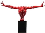 Deko Objekt Athlet, Rot, moderne, große Dekorationsfigur auf Marmor Sockel, Fitness Statue Design Mann, Skulptur, (H/B/T) 52x75x23cm