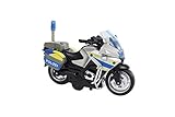 Kids Globe Polizeimotorrad (Einsatzfahrzeug mit Licht + Sound, Motorrad mit Rückzugsmotor, Spielzeug aus Kunststoff, inkl. Batterien) 510247