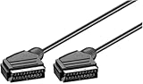 goobay Scart Kabel 2m, 21-polig voll belegtes Verbindungskabel für TV Fernseher, Videorekorder & Receiver, Robuste Signalübertragung mit vernickelten Kontakten, Schwarz - 11703