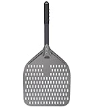 G.a HOMEFAVOR Perforierter Pizzaschieber, Pizzaschaufel aus Hart Eloxiertes Aluminium Rechteckige Professionelles Pizzaschaufel mit verlängertem Silikongriff, 30,5 x 35,6 cm, 66 cm insgesamt