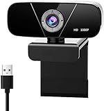 Webcam Mit Mikrofon, Full HD 1080P PC-Webkamera Mit Plug-and-Play-USB-Kamera Für Computer-Laptop-Desktop, Webkamera Für Skype-Videoanrufe, Lernen, Konferenzen, Gaming,Serene16