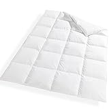 VitaloClassic Ganzjahres-Decke Medium – 4 Jahreszeiten Bett-Decke - Daunen-Decke aus 100% Daunen - Allergiker Stepp-Decke Wärmeklasse 3-135x200 cm