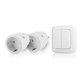 Smartwares SH4-99575 Indoor-Steckdosenschalterset mit Doppellichtschalter – Plug & Connect, 2Smarte Steckdosen, Drahtloser Doppelter Lichtschalter.433,92 MHz Frequenz, 30m Funkreichweite,2300WLeistung