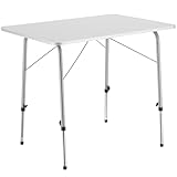 tectake® Campingtisch, Gartentisch klappbar, Klapptisch höhenverstellbar, verstellbare Teleskopbeine, Aluminium Kantenschutz, 80 x 60 x 68 cm, für Garten Terrasse Balkon Camping Picknick