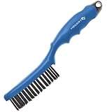 HÖGERT TECHNIK Drahtbürste 4-reihig, Handdrahtbürste aus Stahl, Wire Brush 250 mm, ergonomischer Griff, Metallbürste zur Rostentfernung, Reinigung & Schweißnahtbearbeitung