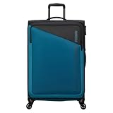 American Tourister Daring Dash - Spinner L, Expandable Suitcase, 77 cm, 107/117 L, Black/Blue (Black/Blue)