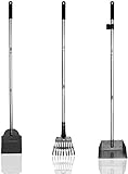 LMLMD Hundekotschaufel und Harke, Metall, Rechen mit Verstellbarer Länge-106,7 cm Langer Griff 3 Pack