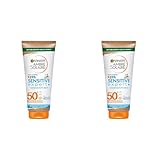Garnier Sonnenschutzmilch mit LSF 50+ für Kinder, Sonnencreme mit sehr hohem Sonnenschutz, Anti-Austrocknung der Haut, Ambre Solaire Kids Sensitive expert+, 1 x 175 ml (Packung mit 2)